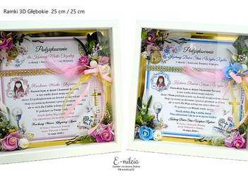 Ramka Głęboka 3D KOMUNIA Podziękowania dla Chrzestnych, Dziadków KOMUNII