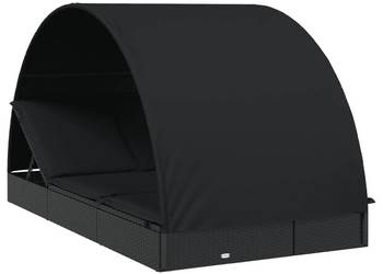 vidaXL 2-os. leżak z półokrągłym daszkiem, czarny(SKU:319656)