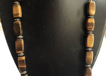 naszyjnik z tygrysich oczek i srebra