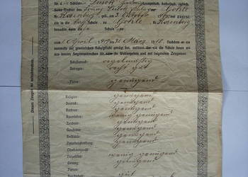 Gołe /Gohle gm. Gorzów Śląski /Kluczborg - świadectwo szkolne 1915 r