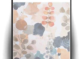 boho plakat A4, liście plakat, pastelowy plakat, rosliny plakat do domu a4