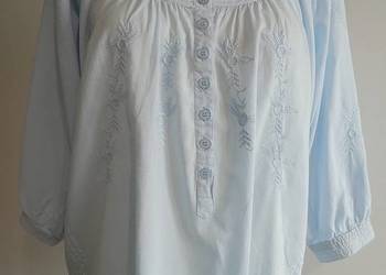 Bluzka Bawełniana Błękitna Ice Blue Modny Haft w stylu Boho L