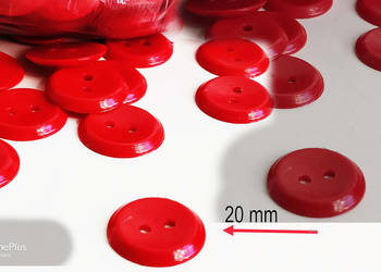 Guzik czerwony guziki czerwone 20 mm plastikowe