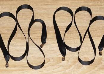 Sznurówki czarne, satynowe, wstążki, długość 94 cm, szerokość 16 mm