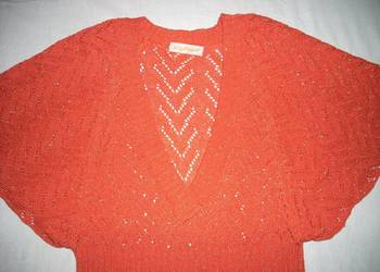 Ażurowy Elegancki Sweter srebrna nitka 36 sweterek