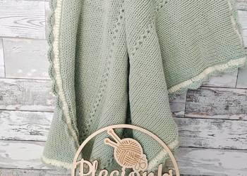 Kocyk niemowlęcy wykonany ręcznie ze 100% wełny merino