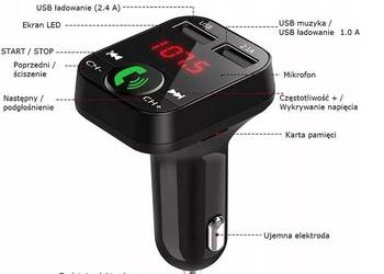 NOWY transmiter FM USB Bluetooth do zapalniczki