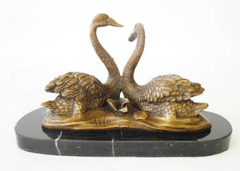 Figura z brązu rzeźba zakochane DWA ŁABĘDZIE Figura z brązu rzeźba zakochane DWA ŁABĘDZIE