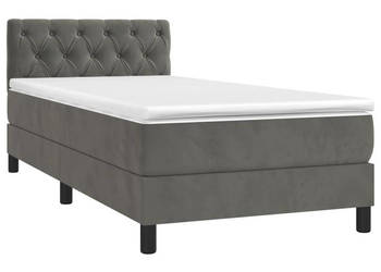 Łóżko kontynentalne z materacem i LED szary aksamit 80x200 cm WM-3134550