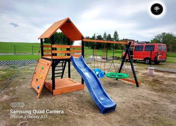 Drewniany plac zabaw komplet, domek dziecięcy, montaż GRATIS