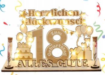 Prezent pieniężny na 18 drewniany