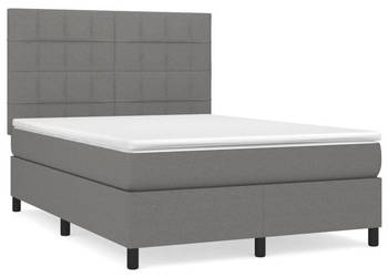 Łóżko kontynentalne z materacem ciemnoszara tkanina 140x190 cm WM-3141770