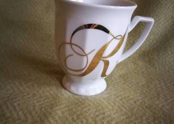 Kubek Rosenthal Maria Biała Alfabet złota litera R porcelana