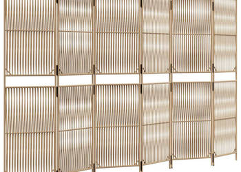 Parawan 6-panelowy beżowy polirattan WM-365387