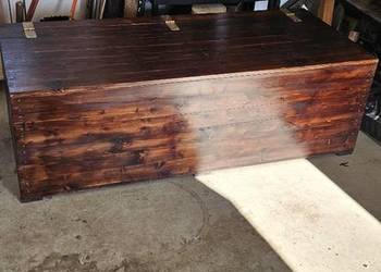 Skrzynia drewniana opalana malowana