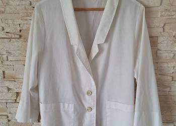 Biała marynarka żakiet z kieszeniami 40 classy lekki letni oversize