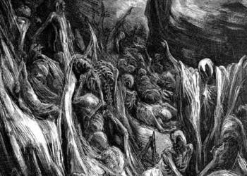 5 prace tworzących cykl pt."Mitologia Słowian w grafice"