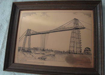 Newport Transporter Bridge - obrazek, grafika na miedzi