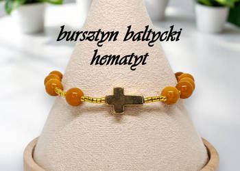 Bransoletka dziesiątka różańca z bursztynu, bursztyn bałtycki #925