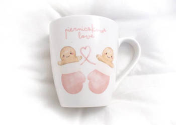 porcelanowy kubek z ciastkiem, pierniczkowe love kubek z porcelany nowy