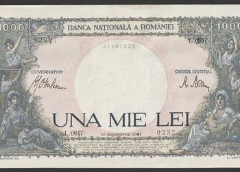 Rumunia 1000 lei 1941 - stan bankowy UNC -