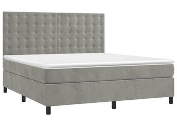 Łóżko kontynentalne z materacem i LED szare aksamit 160x200cm WM-3136371