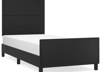 Rama łóżka z zagłówkiem czarna sztuczna skóra 80x200 cm WM-3125415