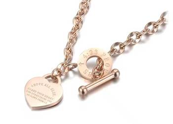 wisiorek naszyjniki biżuteria Rose Gold stal nierdzewna