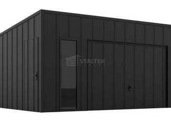 Garaż blaszany 6x6 brama uchylna okno drzwi blacha na rąbek dach ST208