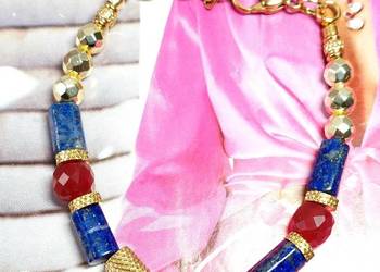 BRANSOLETKA STAL SZLACHETNA 316L PERŁA KAMIEŃ LAPIS LAZULI CHALCEDON