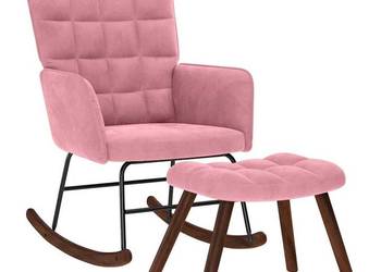vidaXL Fotel bujany ze stołkiem różowy aksamit(SKU:4016847)
