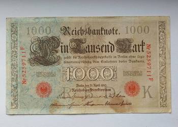Banknot  1000 marek Niemieckich    1910  r