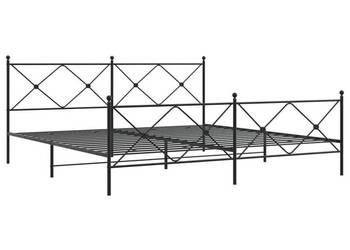 Metalowa rama łóżka z wezgłowiem i zanóżkiem czarna 193x203cm WM-376526