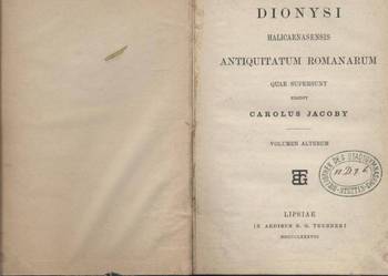 Antiqitatum Romanorum vol.alterum Dionizjusz z Halikarnasu