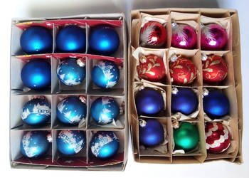 zestaw okrągłych bombek vintage PRL