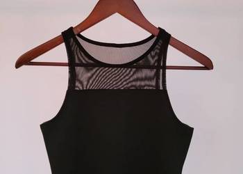 Czarny top crop top bluzka siateczka