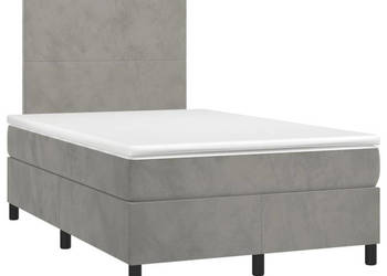 Łóżko kontynentalne z materacem i LED jasnoszare 120x190 cm WM-3270299