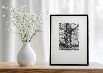 Drzewo, grafika czarno-biała, Agnieszka Paluch 1994 r.