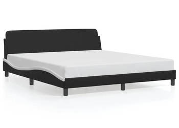Rama łóżka z zagłówkiem czarno-biała ekoskóra 180x200 cm WM-373243
