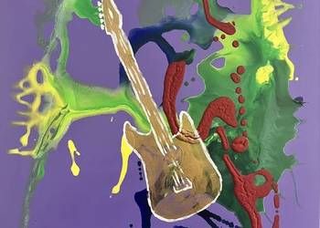 Obraz abstrakcja gitara akryl