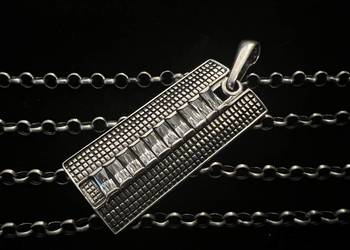 Srebrna zawieszka wisior cyrkonie długi łańcuch 72cm srebro 925