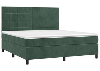 Łóżko kontynentalne z materacem i LED zielony aksamit 160x200cm WM-3136134