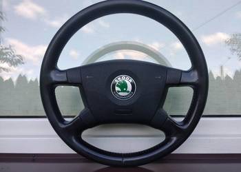 Skoda Fabia I 1 kierownica skórzana skóra Airbag