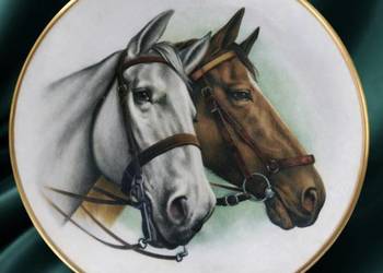 Królewski pokaz koni*talerzyk pamiątkowy 22-karatowe złoto*vintage