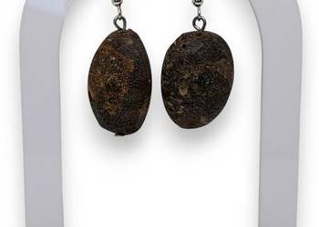 Kolczyki z BURSZTYNU, bursztyn bałtycki, bryłki matowe jajka #1307