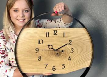 Metalowy zegar ścienny z drewnianą deską, styl loft, 35-70cm