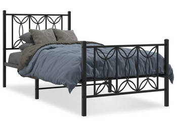 Metalowa rama łóżka z wezgłowiem i zanóżkiem czarna 90x200 cm WM-376139