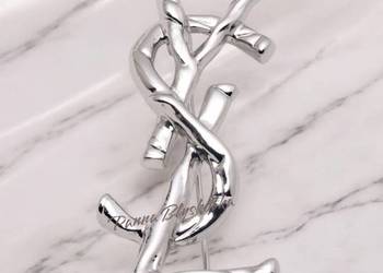 Broszka YSL Yves Saint Laurent srebrna 5cm