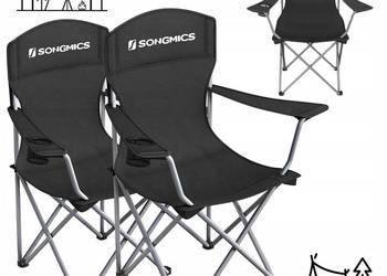 CZARNE SKŁADANE TURYSTYCZNE KRZESŁO OGRODOWE WĘDKARSKIE KEMPINGOWE x2 150kg