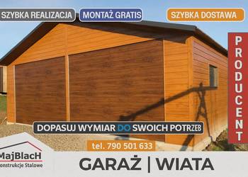 ZŁOTY DĄB/Profil /Garaż Blaszany/Brama ORZECH /Dwuspadowy  – Maj-Blach